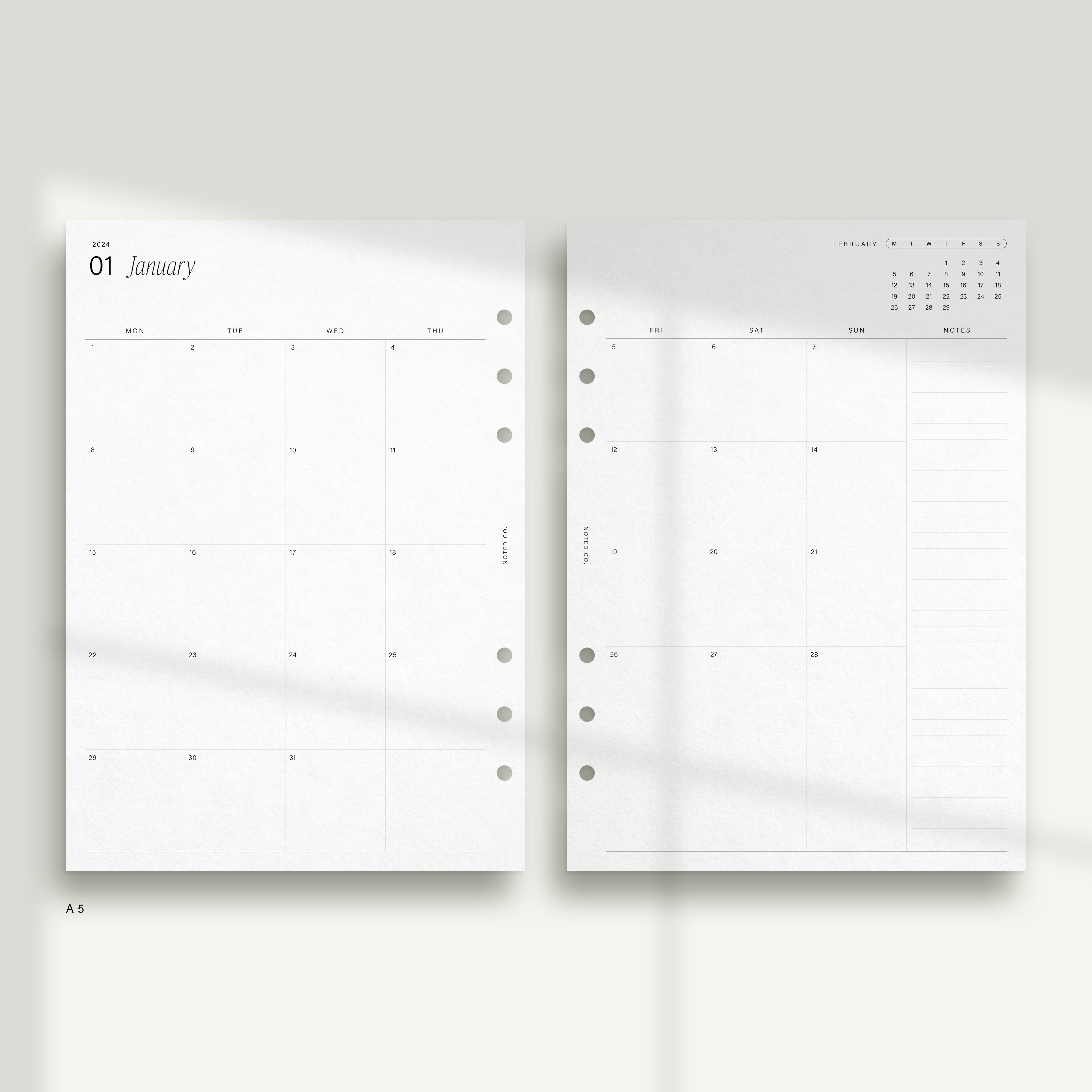 2024 MO1P Month On One Page Dated Planner Insert Refill