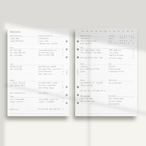 Horizontal Weekly - Lined WO2P with daily to-do - PDF