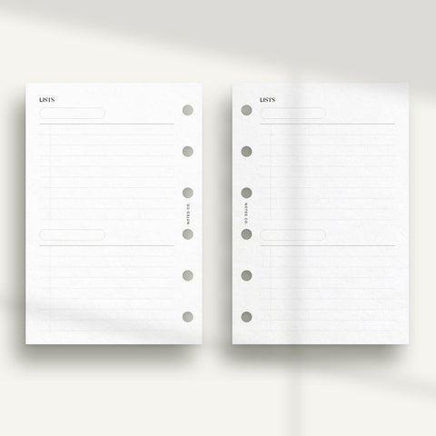 Lists Pocket Inserts - PDF
