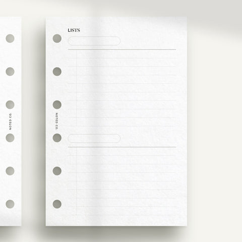 Lists Pocket Inserts - PDF