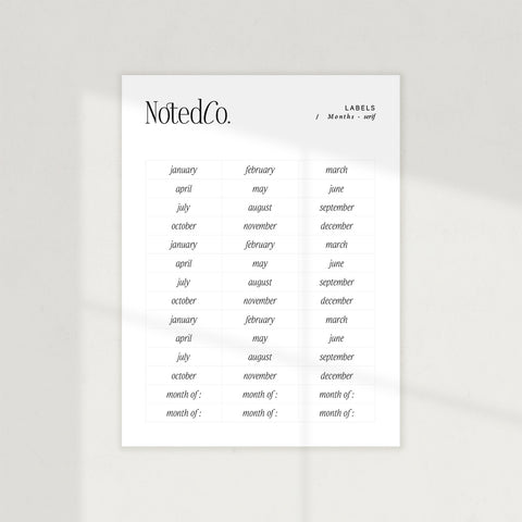 Month Stickers