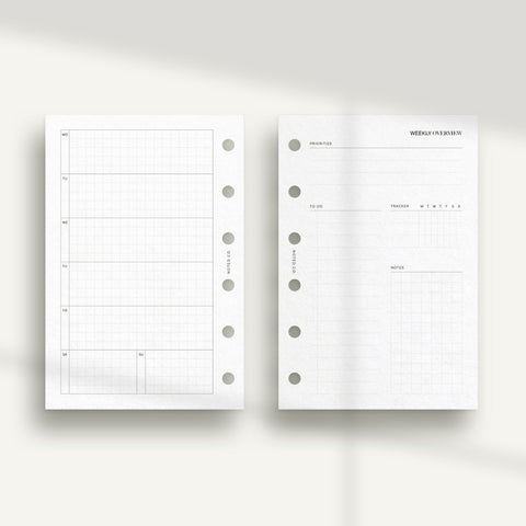 Horizontal Weekly Planner with Grid - PDF