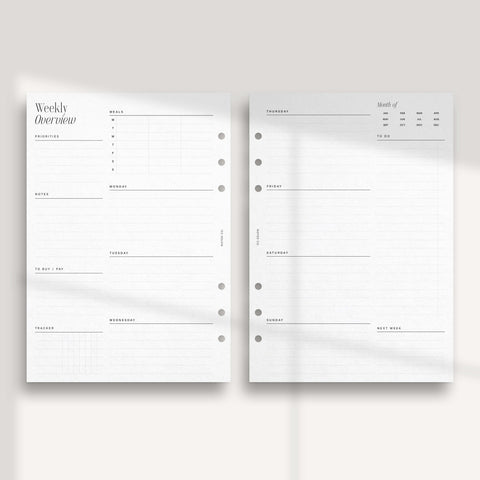 Horizontal Weekly - Lined with Meal Plan - PDF