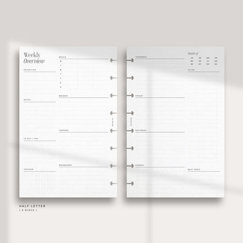 Horizontal Weekly - Lined with Meal Plan