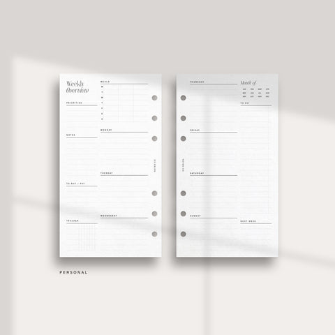 Horizontal Weekly - Lined with Meal Plan