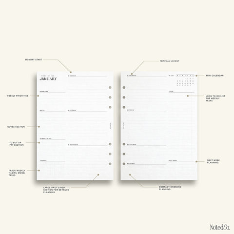 2026 Horizontal Weekly Complete Planner | WO2P - PDF
