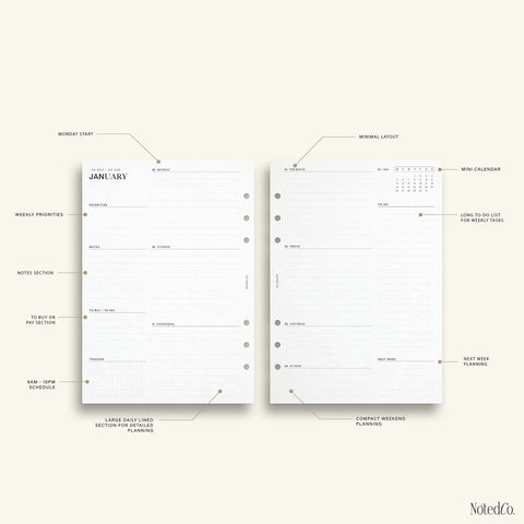 2027 Horizontal Weekly Complete Planner | WO2P - PDF