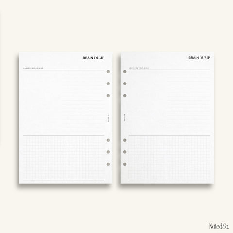 'Brain Dump' Note Inserts