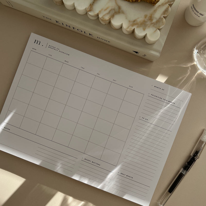 Monthly Overview A4 Desk Pad