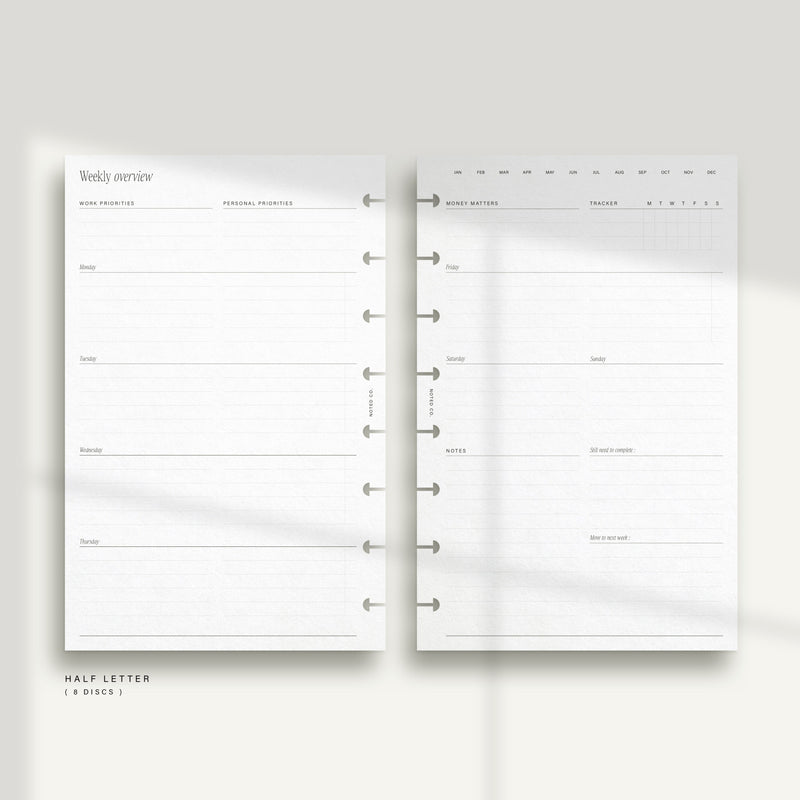 Horizontal Weekly - Lined WO2P with daily to-do - PDF