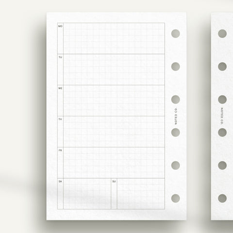 Horizontal Weekly Planner with Grid - PDF