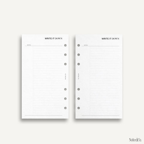 'Write it down' Note Inserts