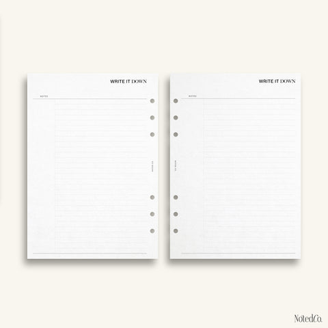 'Write it down' Note Inserts