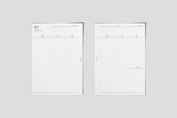 2024 WEEKLY Planner Insert Dated WO2P Vertical Hourly